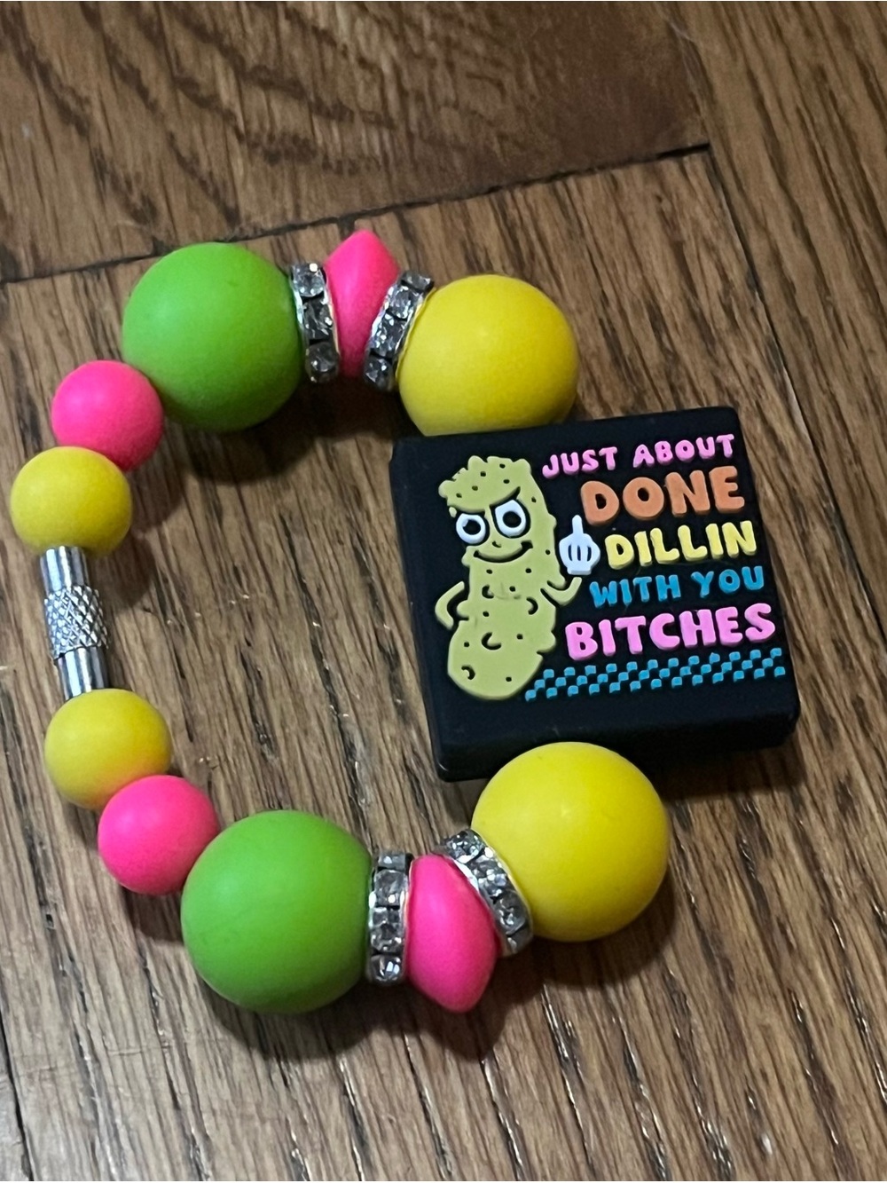 New sarcastic pickle funny Tumbler Cup Handle Charm Bracelet or backpack charm